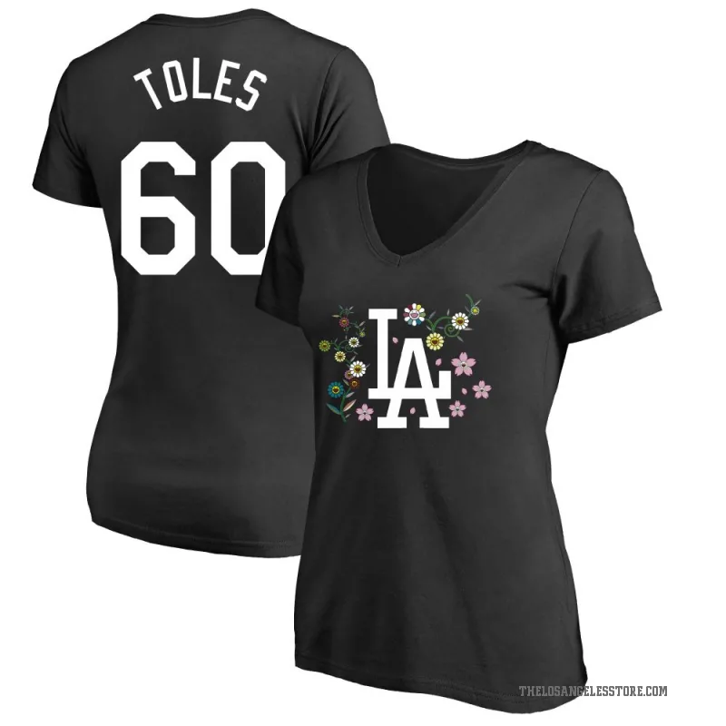 Andrew Toles Women's Black Los Angeles Dodgers Takashi Murakami V-Neck T-Shirt