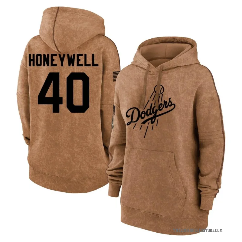 Brent Honeywell Women's Brown Los Angeles Dodgers 2023 Salute to Service Pullover Hoodie