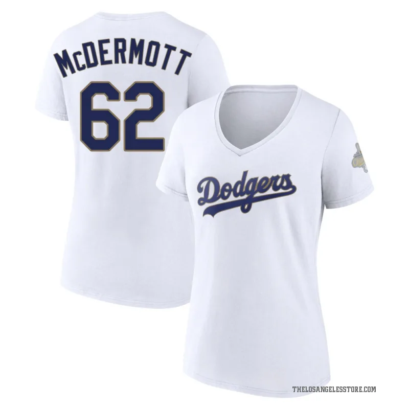 Chayce McDermott Women's Gold Los Angeles Dodgers White 2026 Collection V-Neck T-Shirt