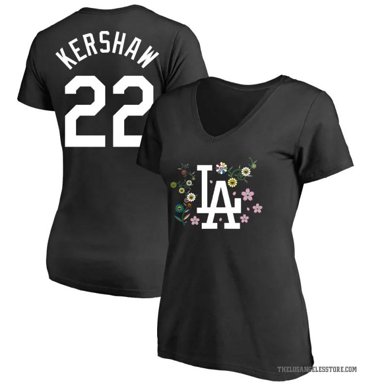 Clayton Kershaw Women's Black Los Angeles Dodgers Takashi Murakami V-Neck T-Shirt