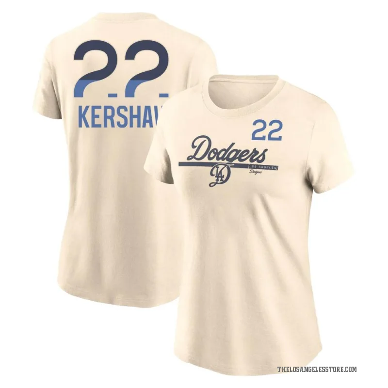 Clayton Kershaw Women's Cream Los Angeles Dodgers 2024 City Connect Speed T-Shirt
