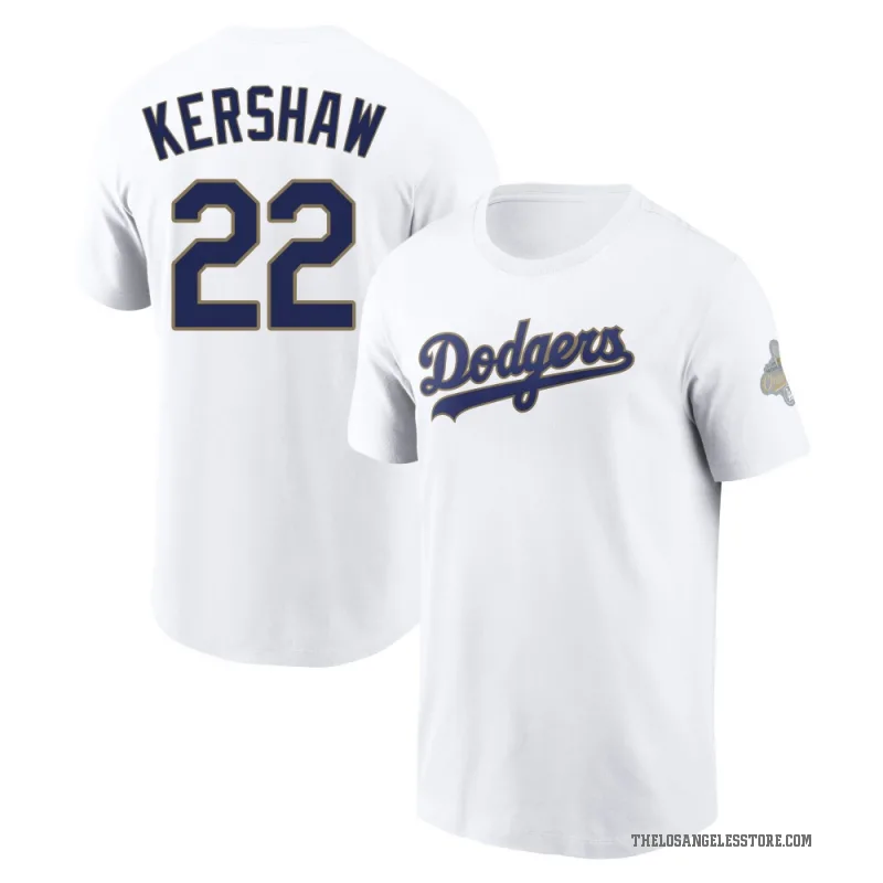 Clayton Kershaw Youth Gold Los Angeles Dodgers White 2026 Collection T-Shirt