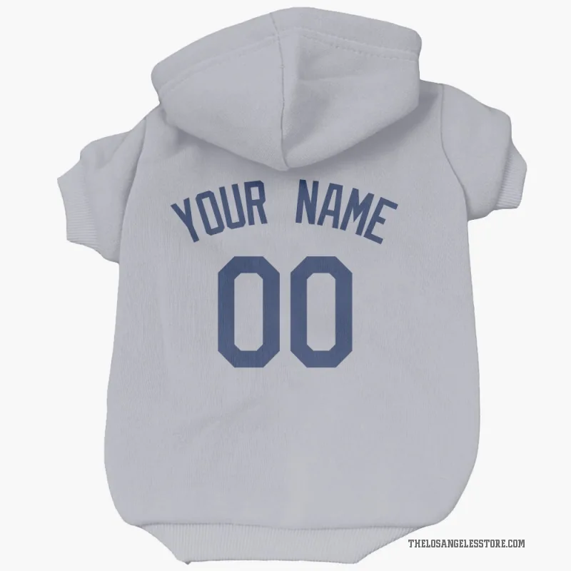 Custom  Gray Los Angeles Dodgers   Cat & Dog Pet Hoodie