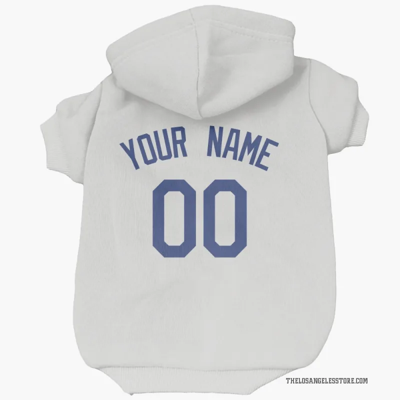 Custom  White Los Angeles Dodgers   Cat & Dog Pet Hoodie