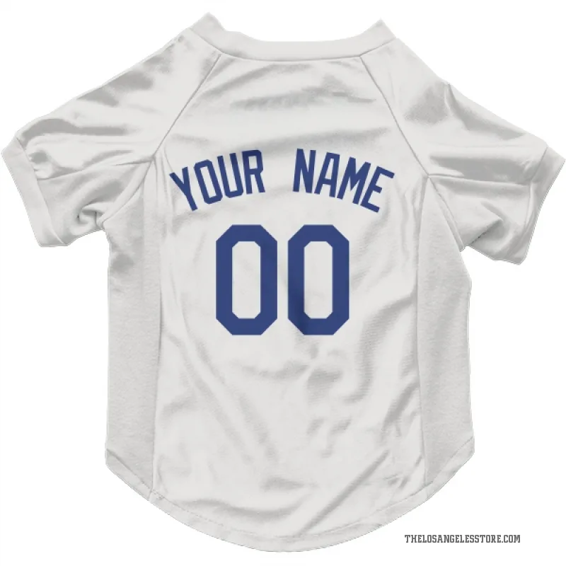 Custom  White Los Angeles Dodgers   Cat & Dog Pet Jersey