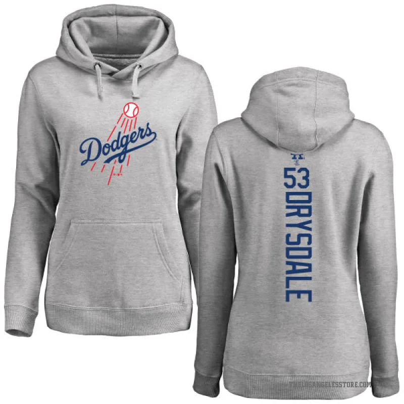 Don Drysdale Women's Los Angeles Dodgers Ash Backer Pullover Hoodie