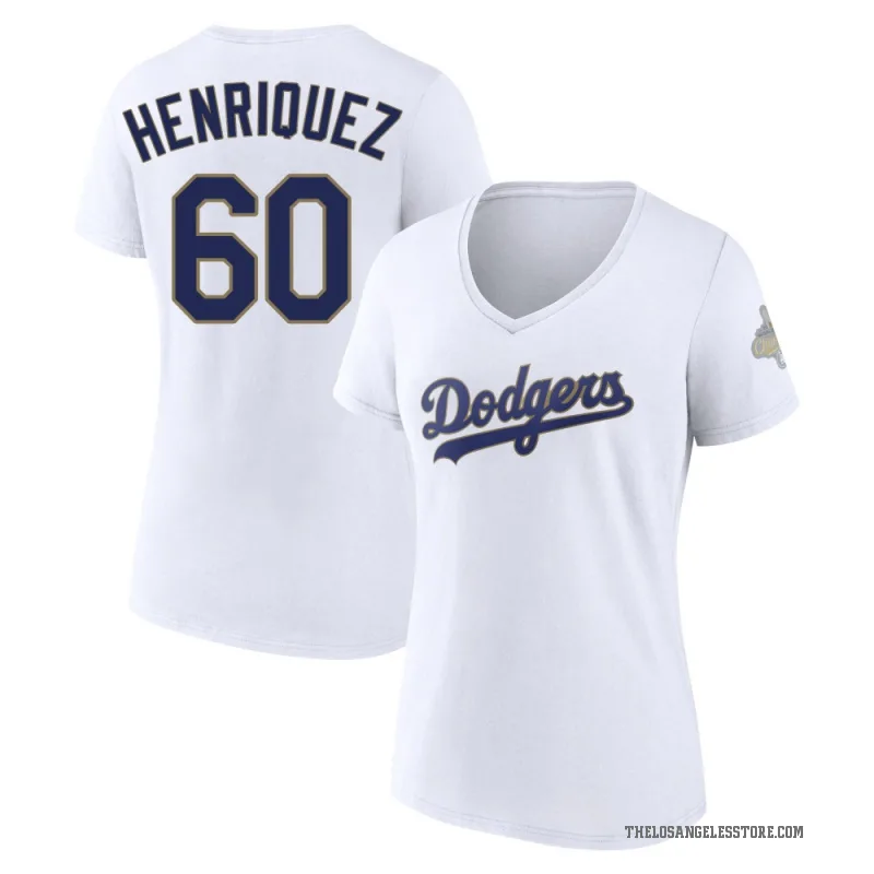 Edgardo Henriquez Women's Gold Los Angeles Dodgers White 2026 Collection V-Neck T-Shirt