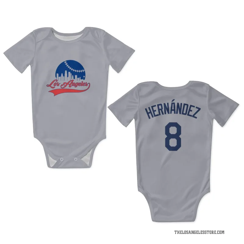 Enrique Hernandez  Gray Los Angeles Dodgers  Newborn & Infant Bodysuit