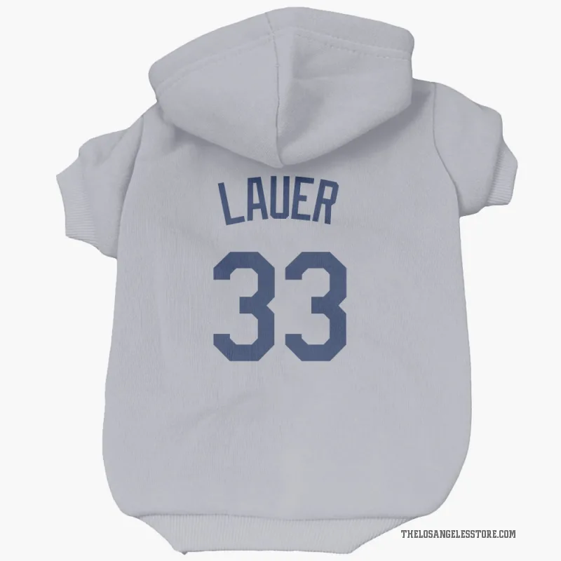 Eric Lauer  Gray Los Angeles Dodgers  Cat & Dog Pet Hoodie