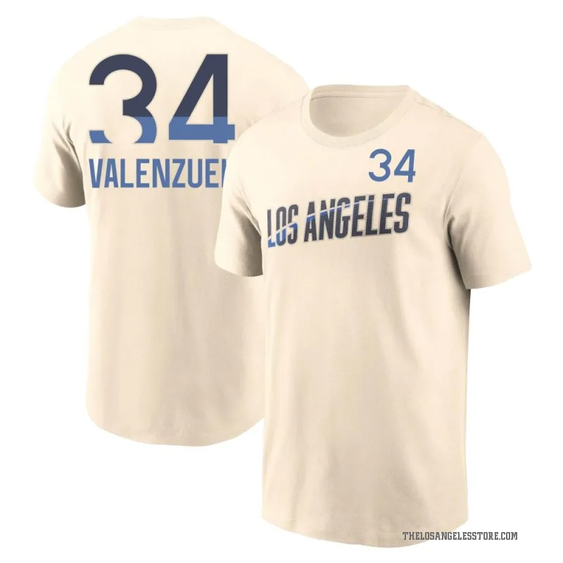 Fernando Valenzuela Men's Cream Los Angeles Dodgers 2024 City Connect Fuse T-Shirt