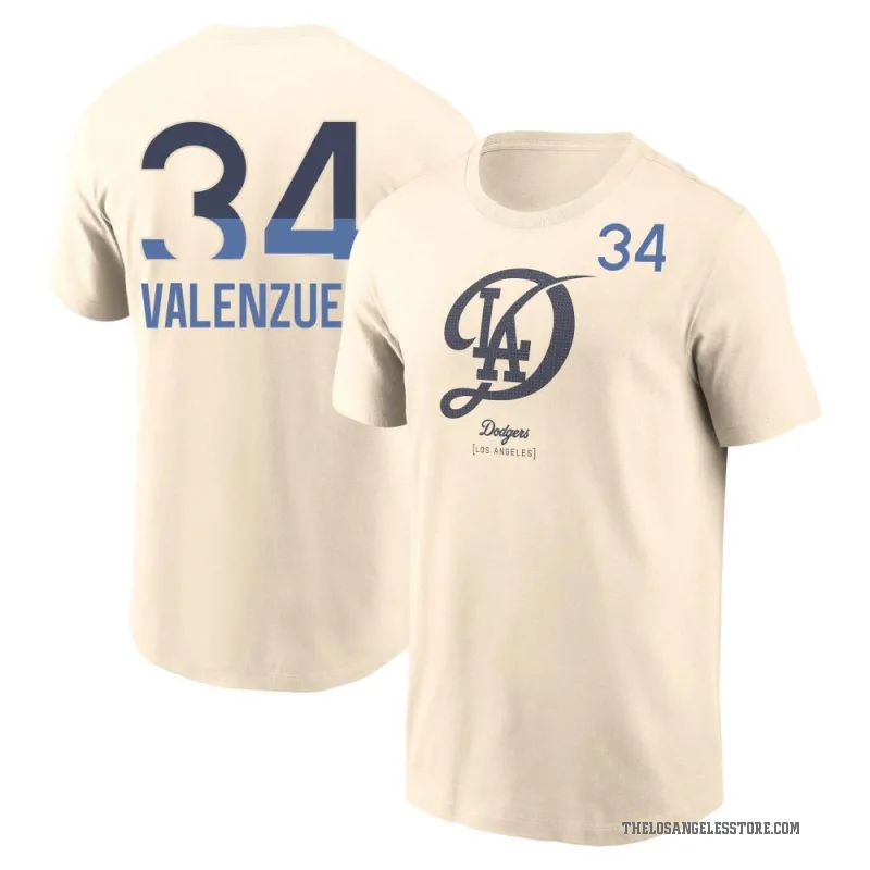 Fernando Valenzuela Men's Cream Los Angeles Dodgers 2024 City Connect T-Shirt