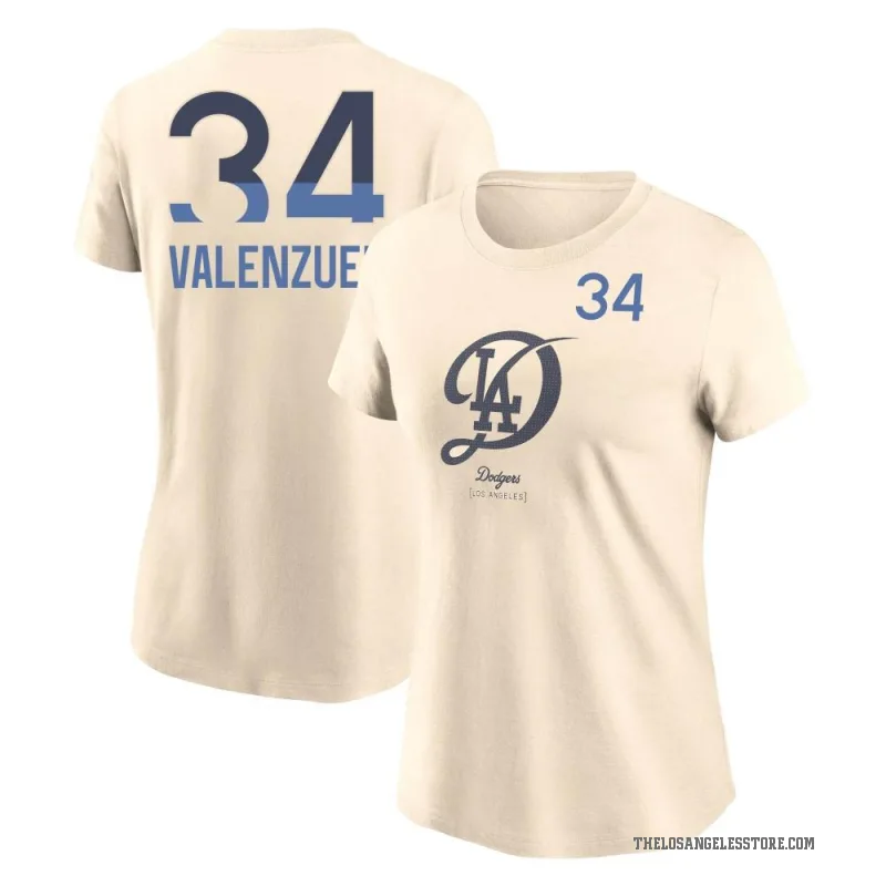Fernando Valenzuela Women's Cream Los Angeles Dodgers 2024 City Connect T-Shirt
