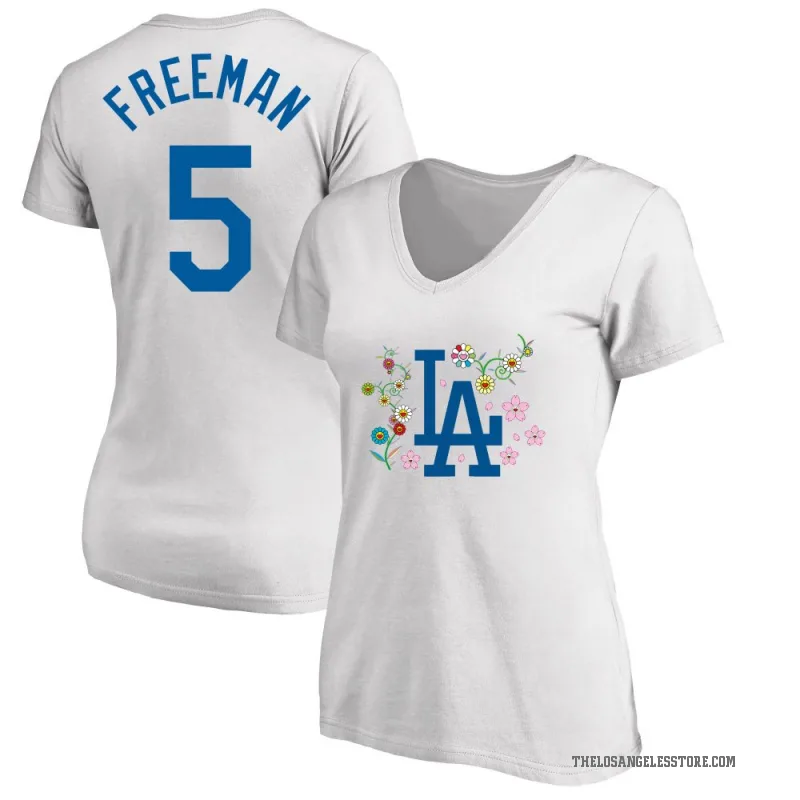 Freddie Freeman Women's White Los Angeles Dodgers Takashi Murakami V-Neck T-Shirt