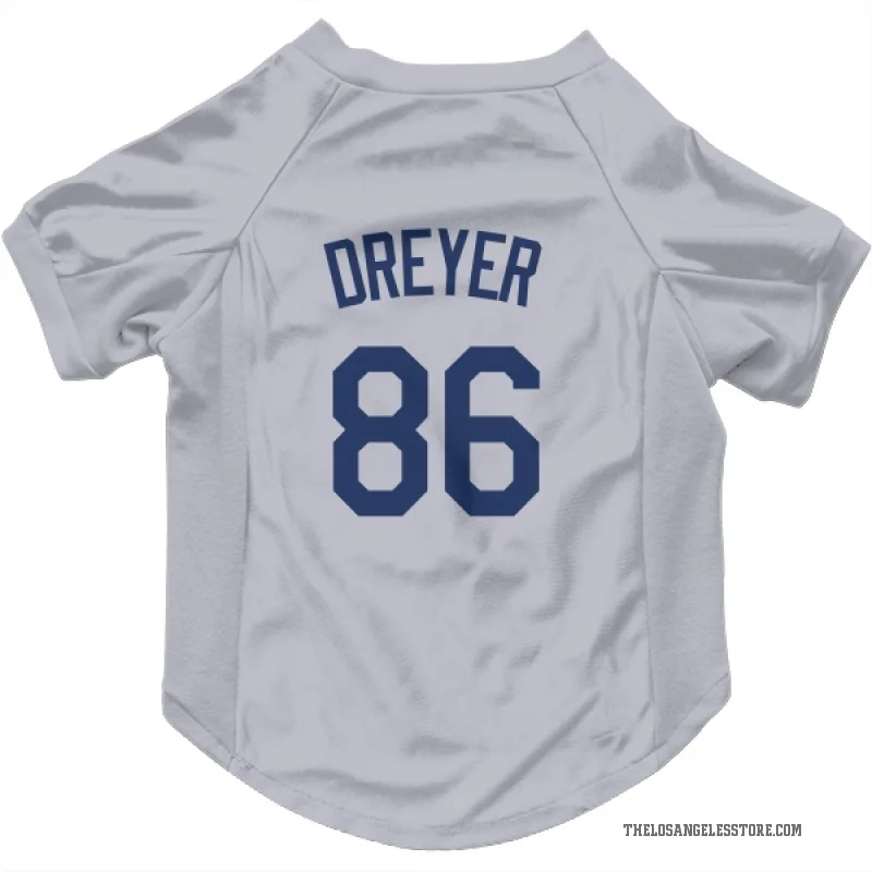 Jack Dreyer  Gray Los Angeles Dodgers  Cat & Dog Pet Jersey
