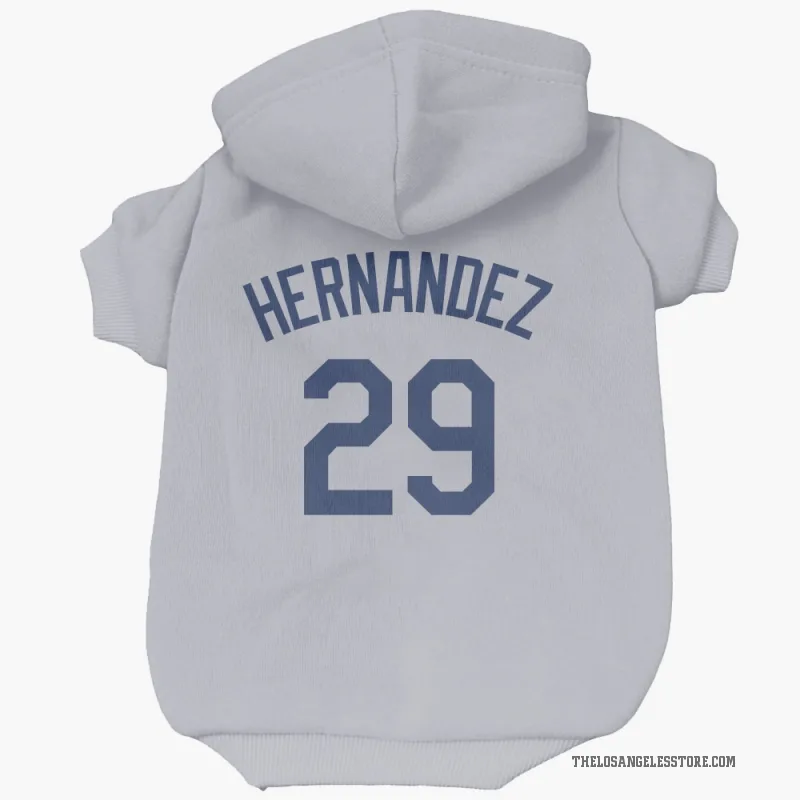 Jonathan Hernandez  Gray Los Angeles Dodgers  Cat & Dog Pet Hoodie