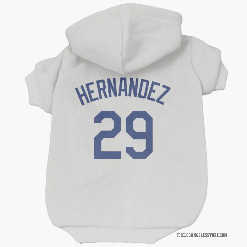 Jonathan Hernandez  White Los Angeles Dodgers  Cat & Dog Pet Hoodie