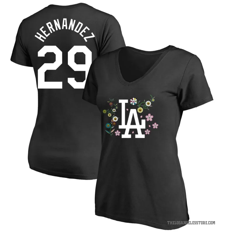 Jonathan Hernandez Women's Black Los Angeles Dodgers Takashi Murakami V-Neck T-Shirt