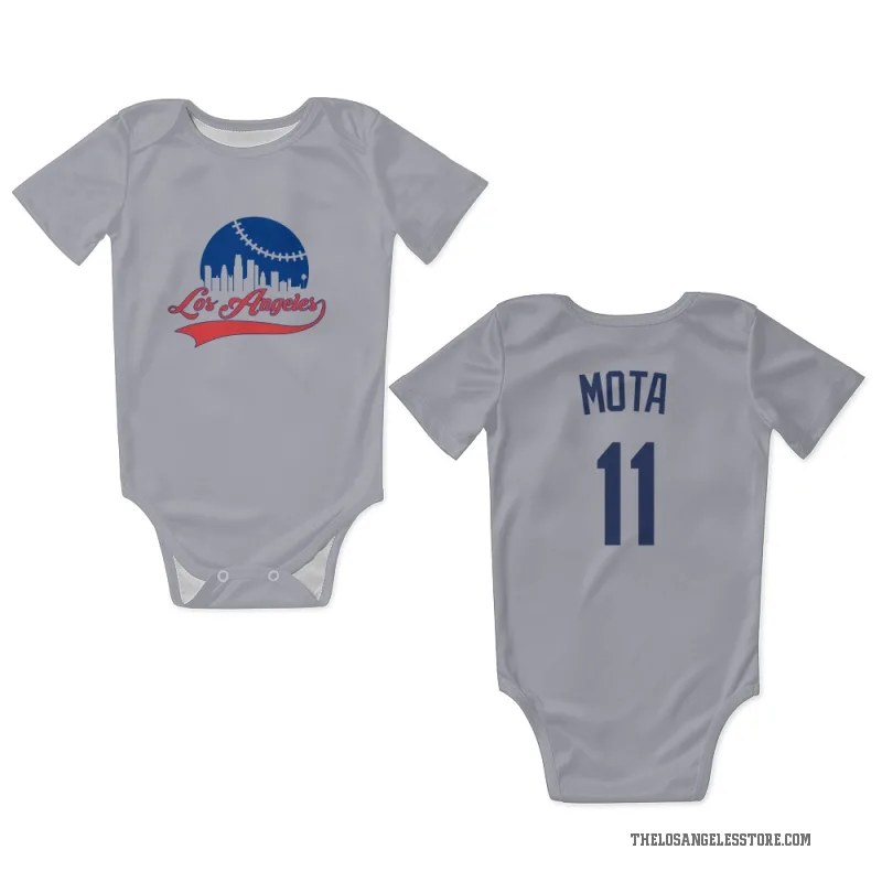 Manny Mota  Gray Los Angeles Dodgers  Newborn & Infant Bodysuit