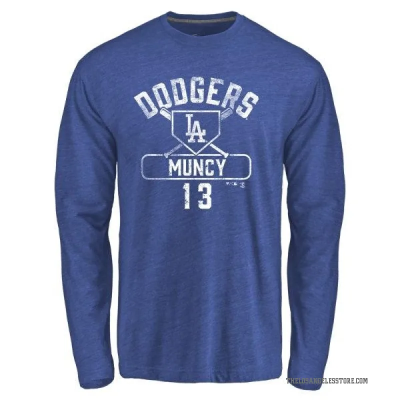 Max Muncy Men's Royal Los Angeles Dodgers Base Runner Long Sleeve T-Shirt -