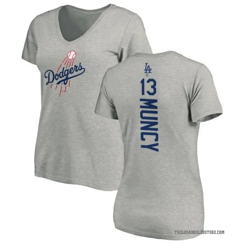 Max Muncy Women's Ash Los Angeles Dodgers Backer Slim Fit T-Shirt -