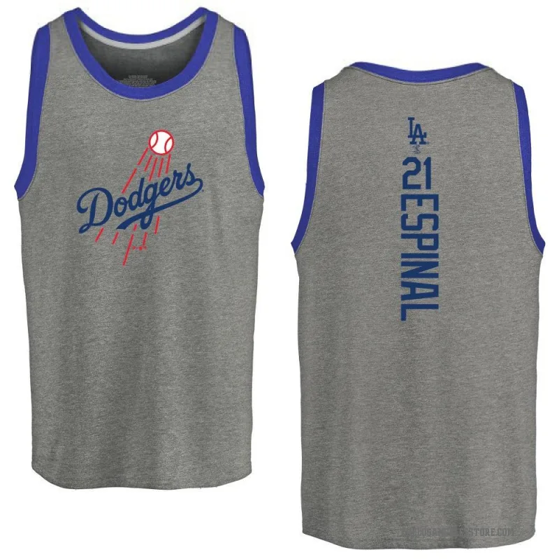 Santiago Espinal Men's Ash Los Angeles Dodgers Backer Tank Top -