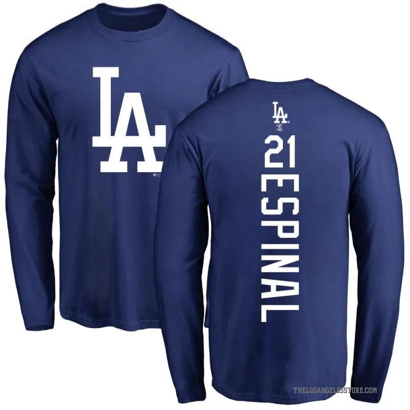 Santiago Espinal Men's Royal Los Angeles Dodgers Backer Long Sleeve T-Shirt -
