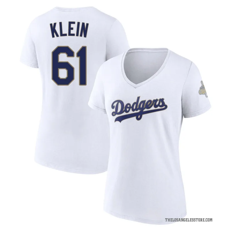 Will Klein Women's Gold Los Angeles Dodgers White 2026 Collection V-Neck T-Shirt