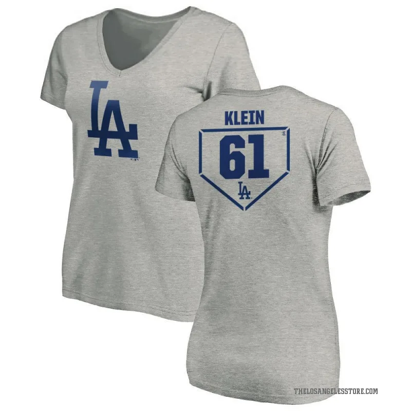 Will Klein Women's Gray Los Angeles Dodgers RBI Slim Fit V-Neck T-Shirt - Heathered
