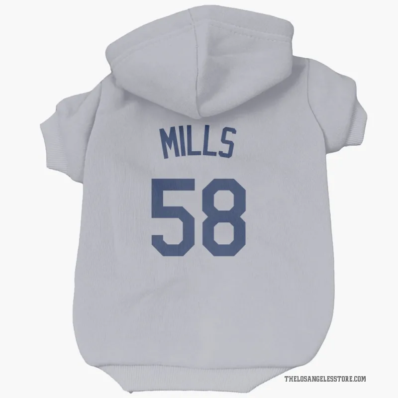 Wyatt Mills  Gray Los Angeles Dodgers  Cat & Dog Pet Hoodie