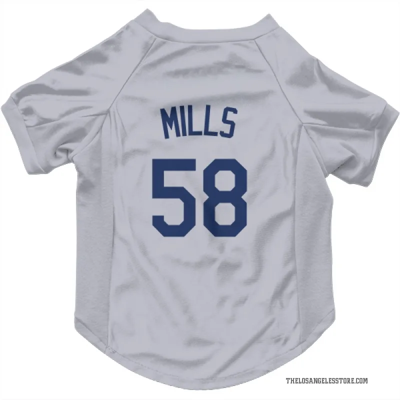 Wyatt Mills  Gray Los Angeles Dodgers  Cat & Dog Pet Jersey