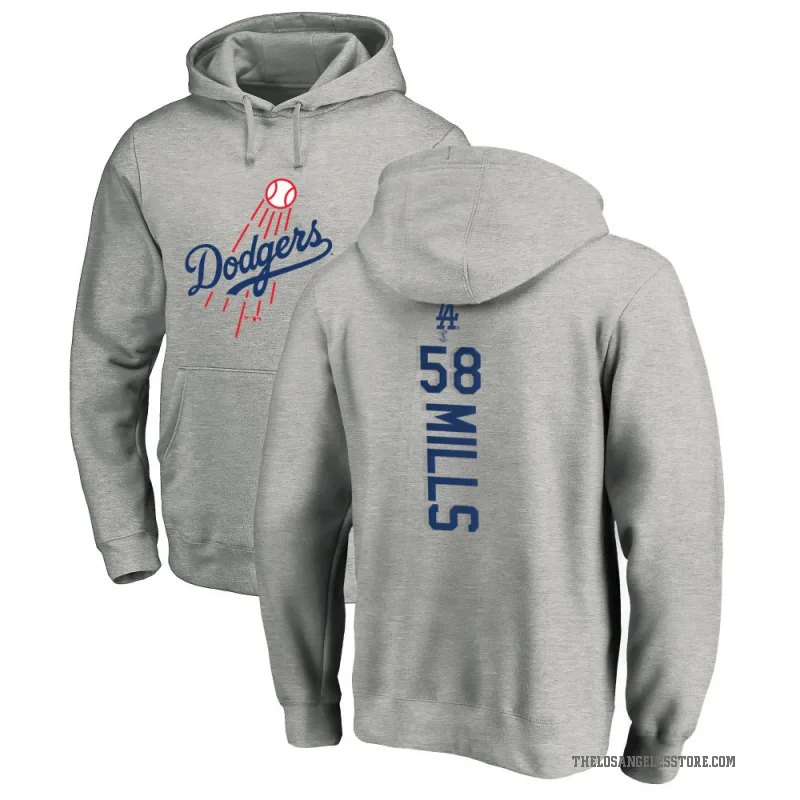 Wyatt Mills Men's Los Angeles Dodgers Ash Backer Pullover Hoodie