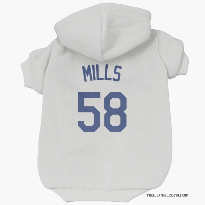 Wyatt Mills  White Los Angeles Dodgers  Cat & Dog Pet Hoodie