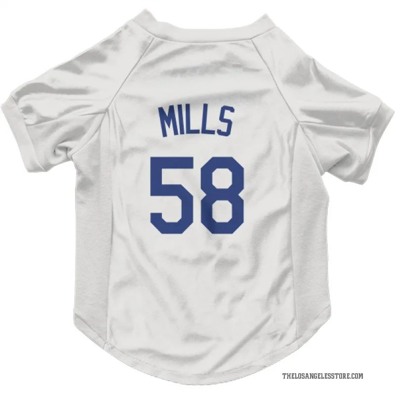 Wyatt Mills  White Los Angeles Dodgers  Cat & Dog Pet Jersey