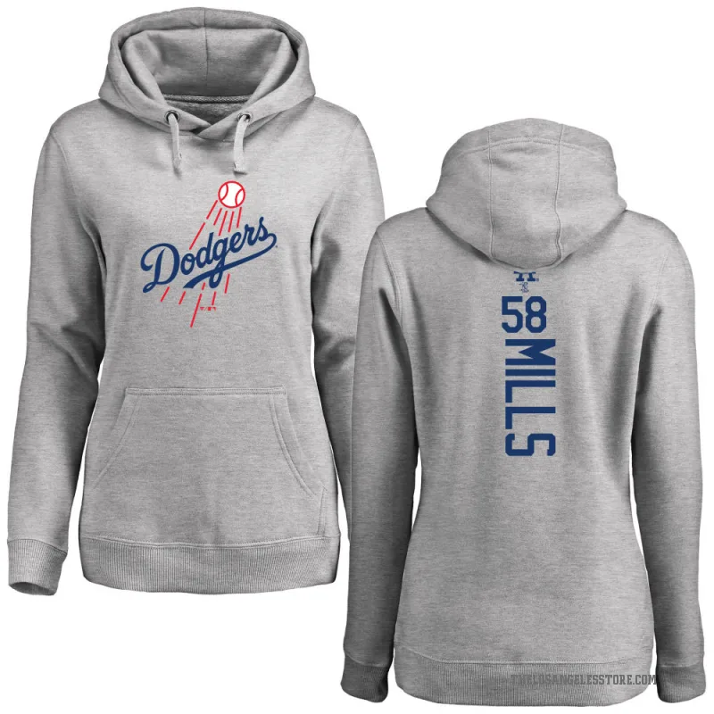Wyatt Mills Women's Los Angeles Dodgers Ash Backer Pullover Hoodie